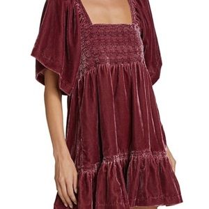 Free People Easy to Love mini dress - dried currant velvet size L
